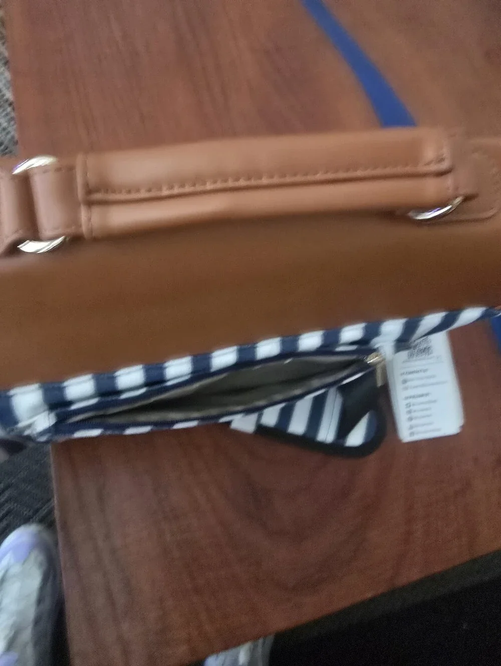 Lovevook Classic Striped Crossbody Bag - Brown, White & Navy